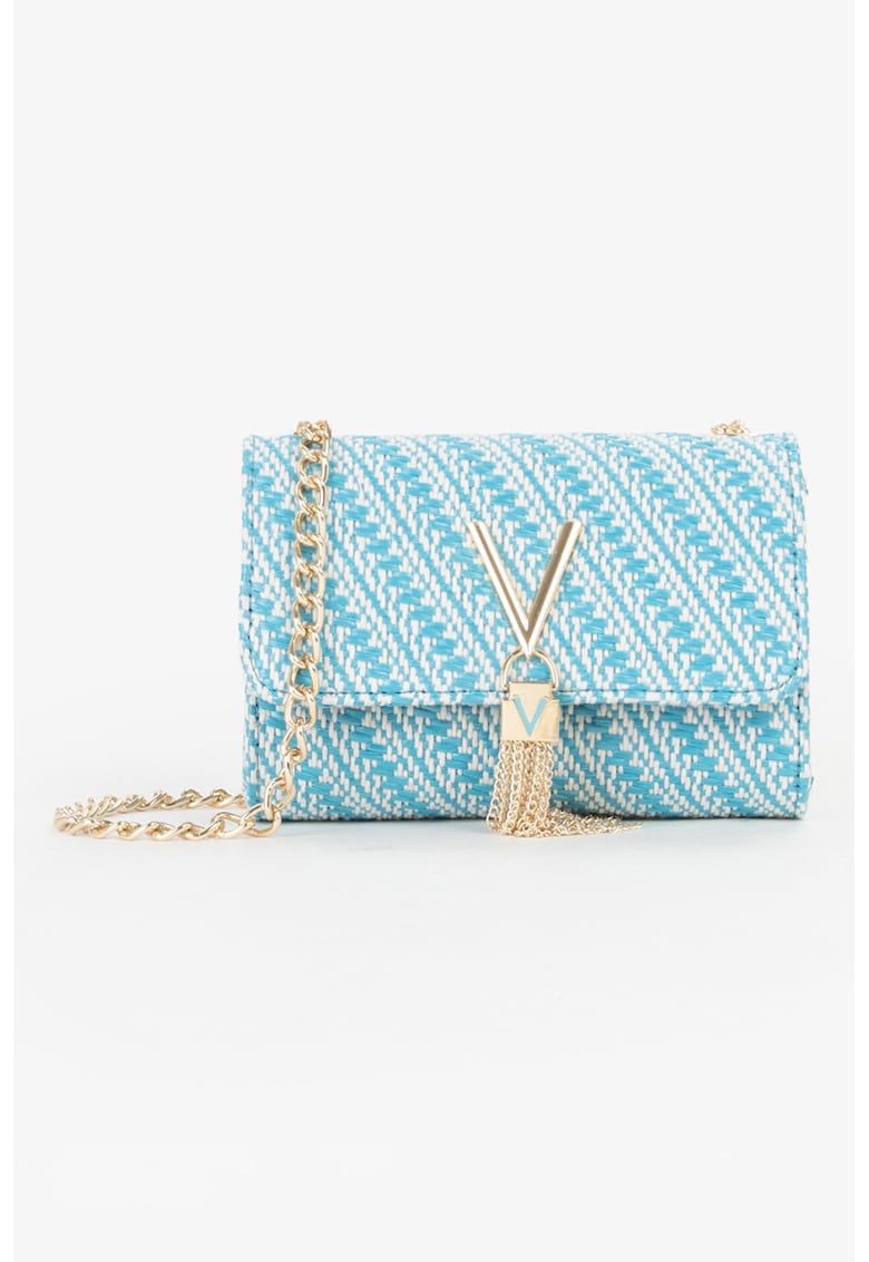Geanta crossbody cu bareta din lant Divina Summer - Alb/Turcoaz