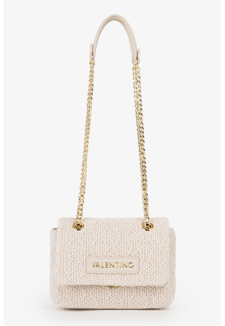 Geanta crossbody cu bareta dubla din lant - Crem
