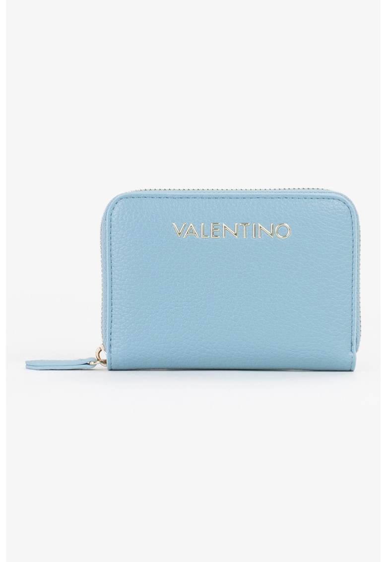 Portofel de piele ecologica cu fermoar Alexia - Albastru glaciar