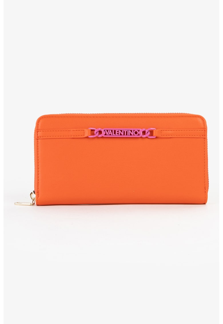 Portofel de piele ecologica cu fermoar - Portocaliu mandarina
