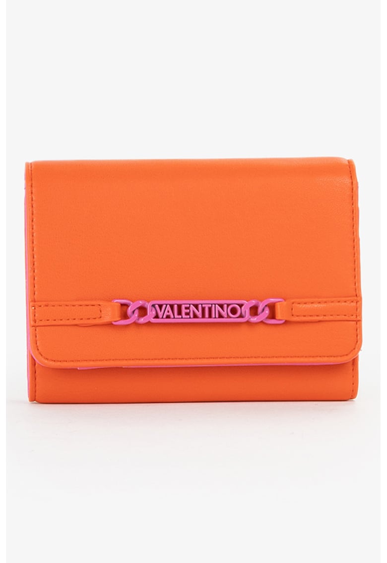 Portofel pliabil de piele ecologica - Portocaliu/Fucsia