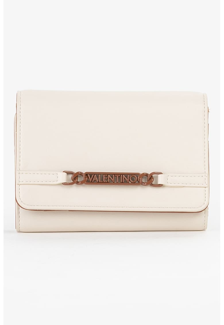 Portofel pliabil de piele ecologica - Maro/Crem