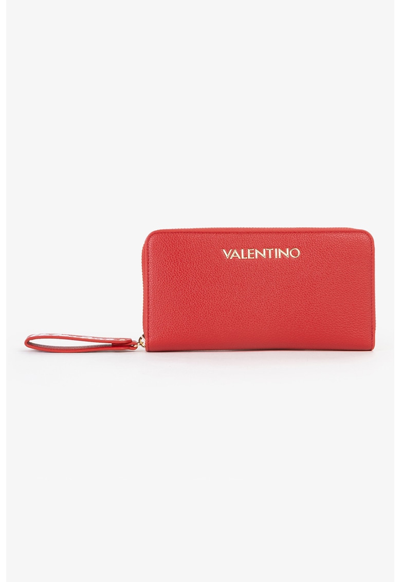 Portofel dreptunghiular din piele ecologica cu fermoar - Rosu capsuna