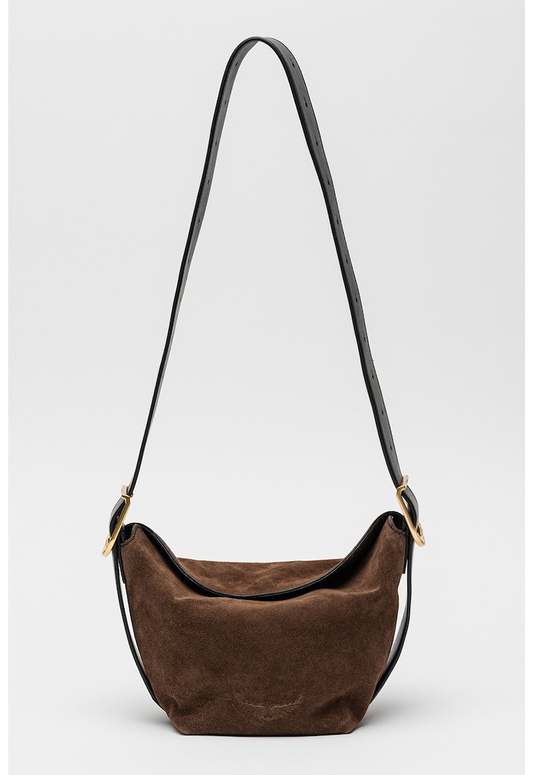Geanta crossbody de piele intoarsa Baby Jane - Maro inchis