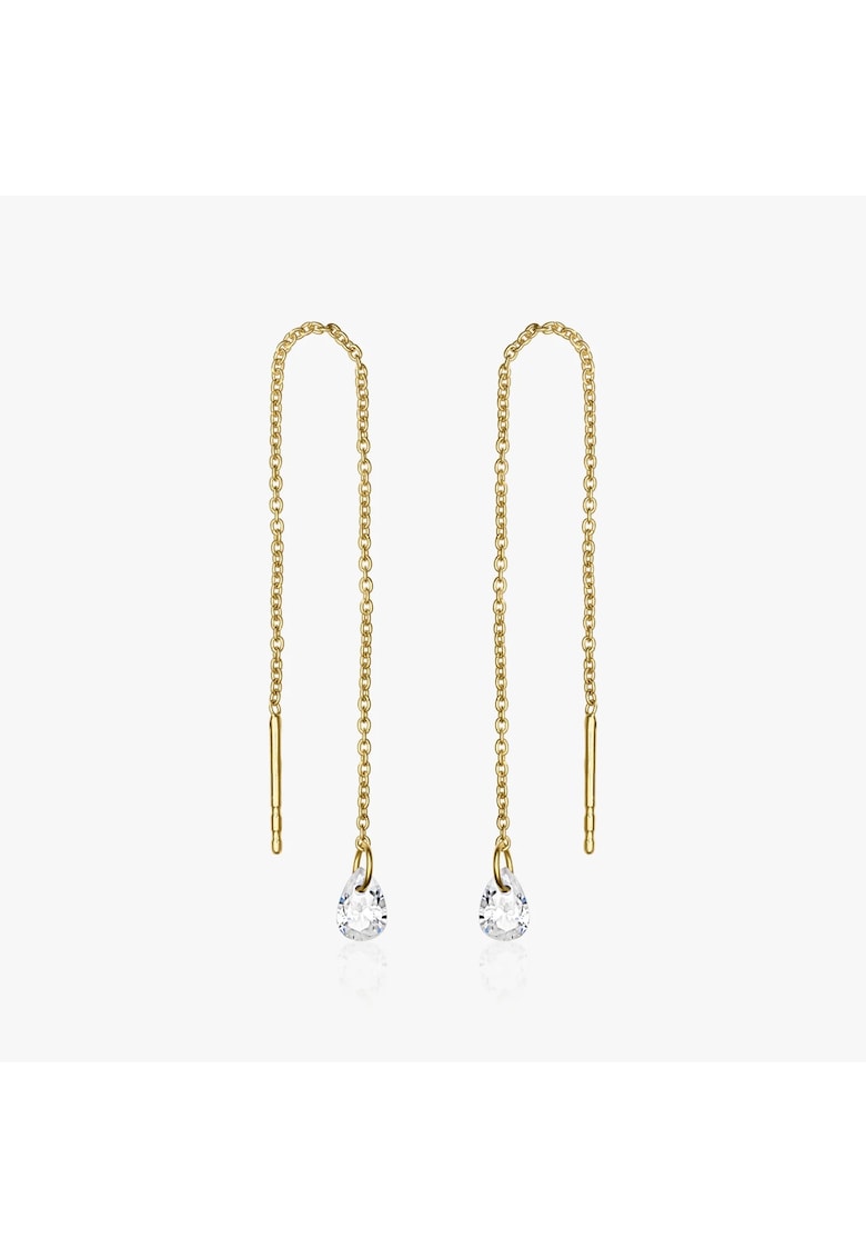 Cercei din argint Golden Solitaire - Zirconiu