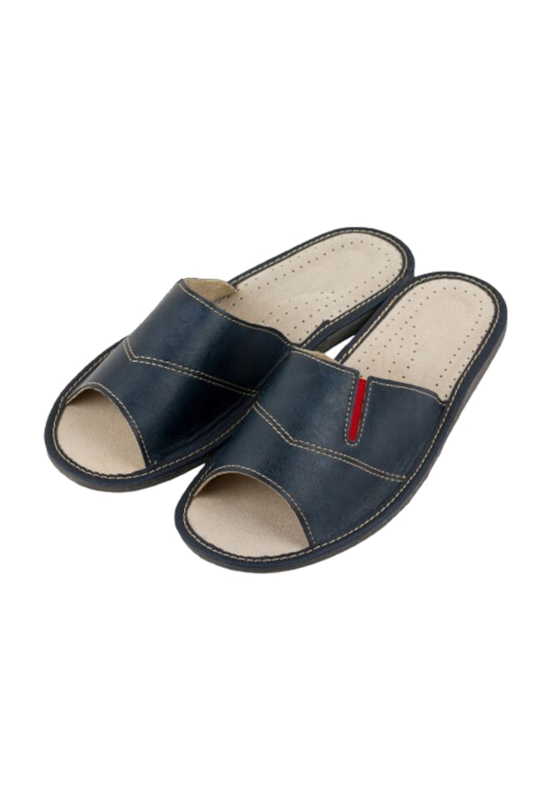 Papuci albastri - slapi de piele pentru barbati - model - Albastru