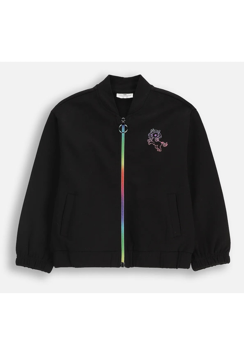 Bluza sport cu fermoar si imprimeu multicolor