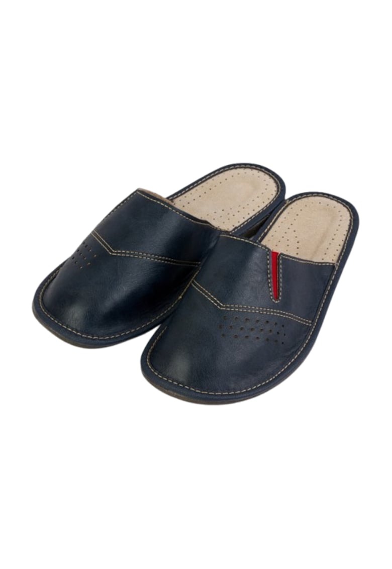 Papuci de barbati din piele albastru marin - Bleumarin