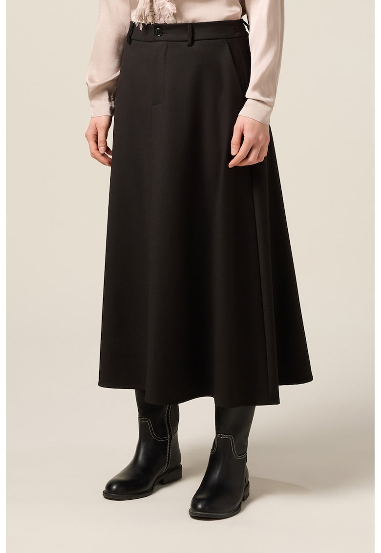 Fusta midi cu buzunare laterale