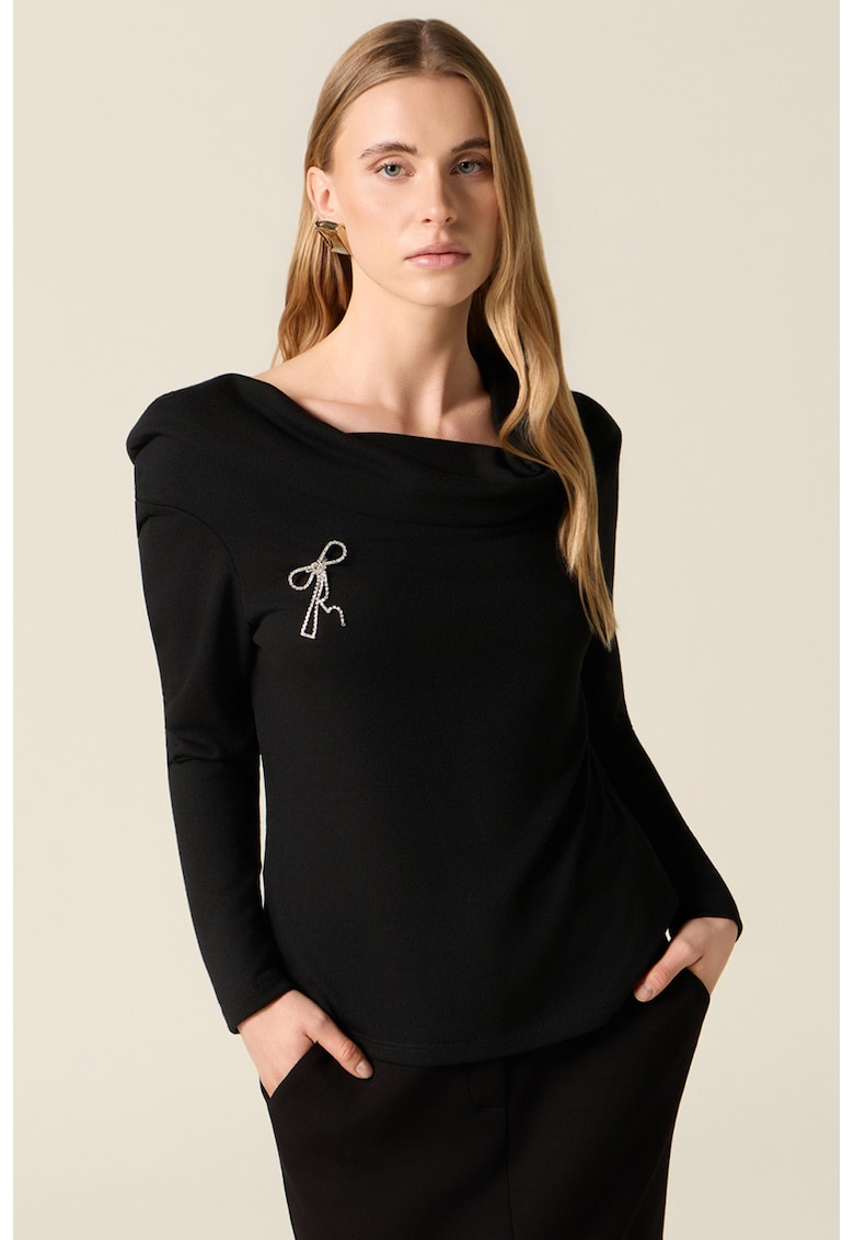 Bluza uni cu brosa - Negru