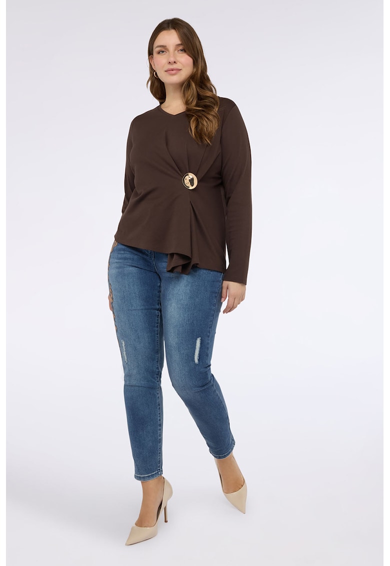 Bluza cu terminatie asimetrica si decolteu in V