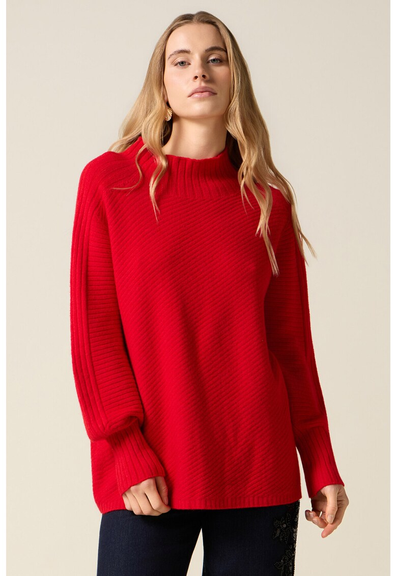 Pulover lejer din tricot - Rosu vermillion