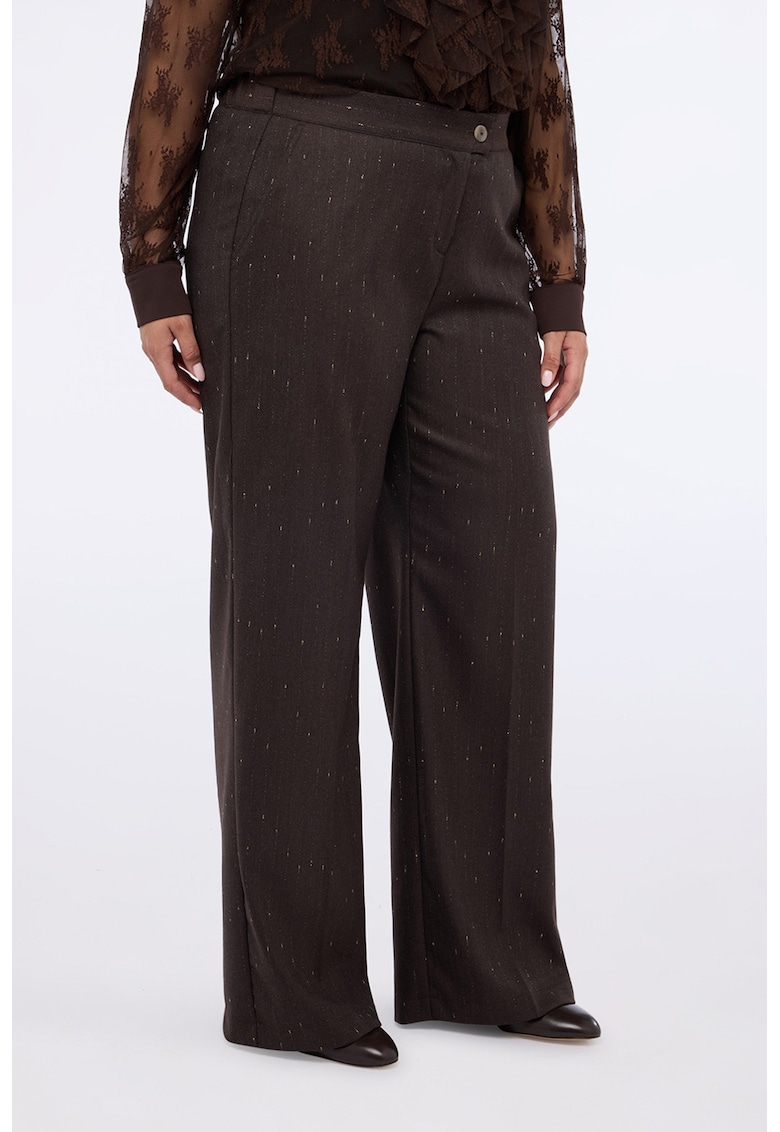 Pantaloni cu croiala ampla si dungi cu aspect stralucitor