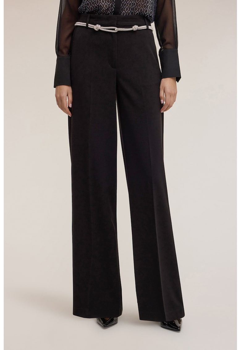 Pantaloni cu croiala ampla - talie inalta si detalii pensa