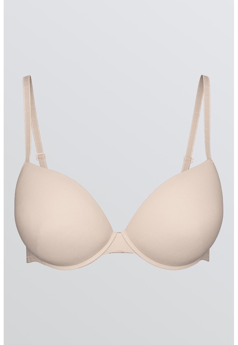 Sutien push-up cu bretele ajustabile si model uni - Roz pal