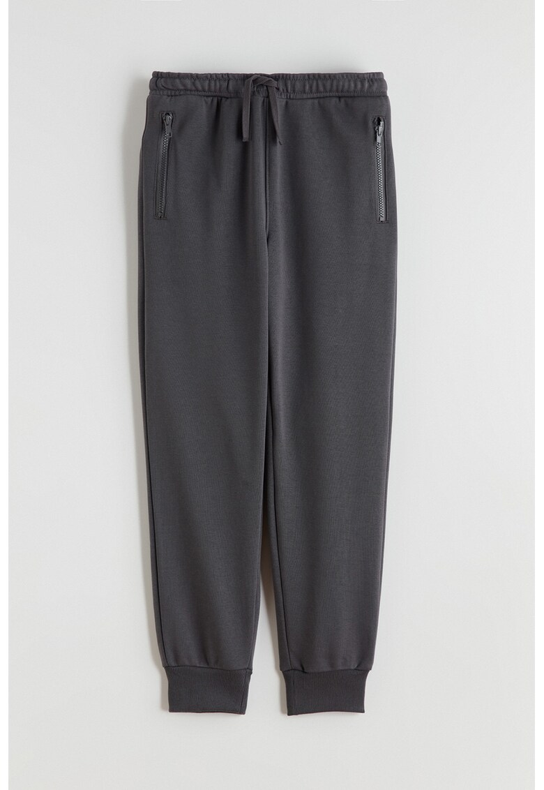 Pantaloni de trening cu buzunare cu fermoar - Gri inchis