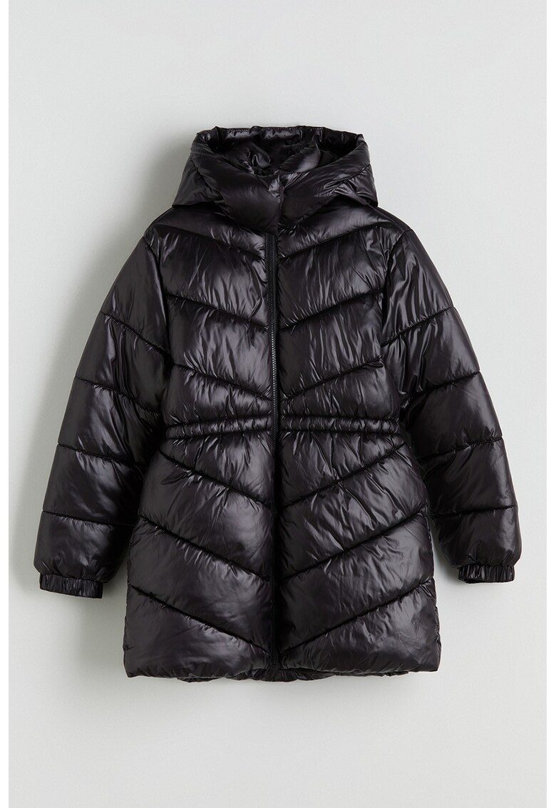 Geaca lunga cu gluga - Negru