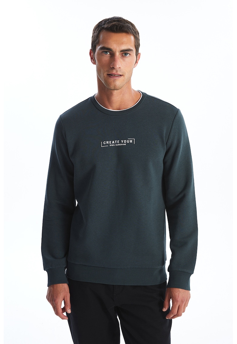 Bluza de trening cu detaliu text - Verde padure