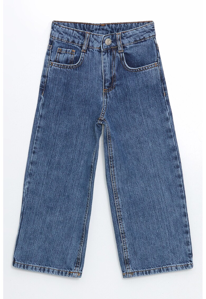 Blugi cu croiala ampla si terminatie franjurata - Albastru lavanda