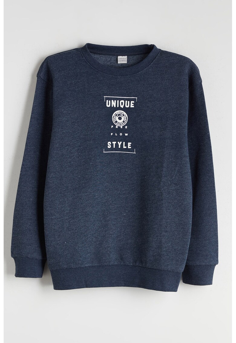 Bluza de trening lejera cu imprimeu text - Alb/Albastru ultramarin