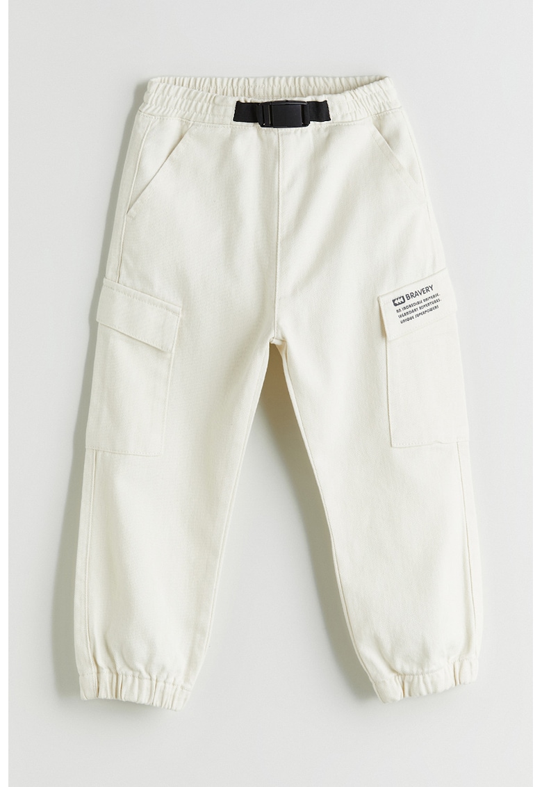 Pantaloni cargo din bumbac - Alb fildes