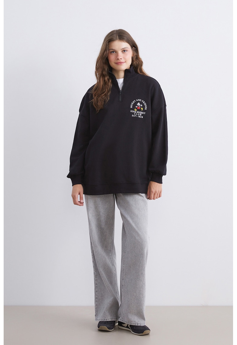 Bluza de trening lejera cu imprimeu Disney - Alb/Negru