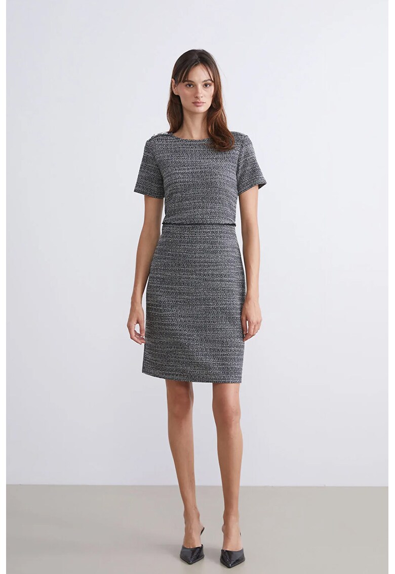 Rochie mini cu maneci scurte - Alb/Negru