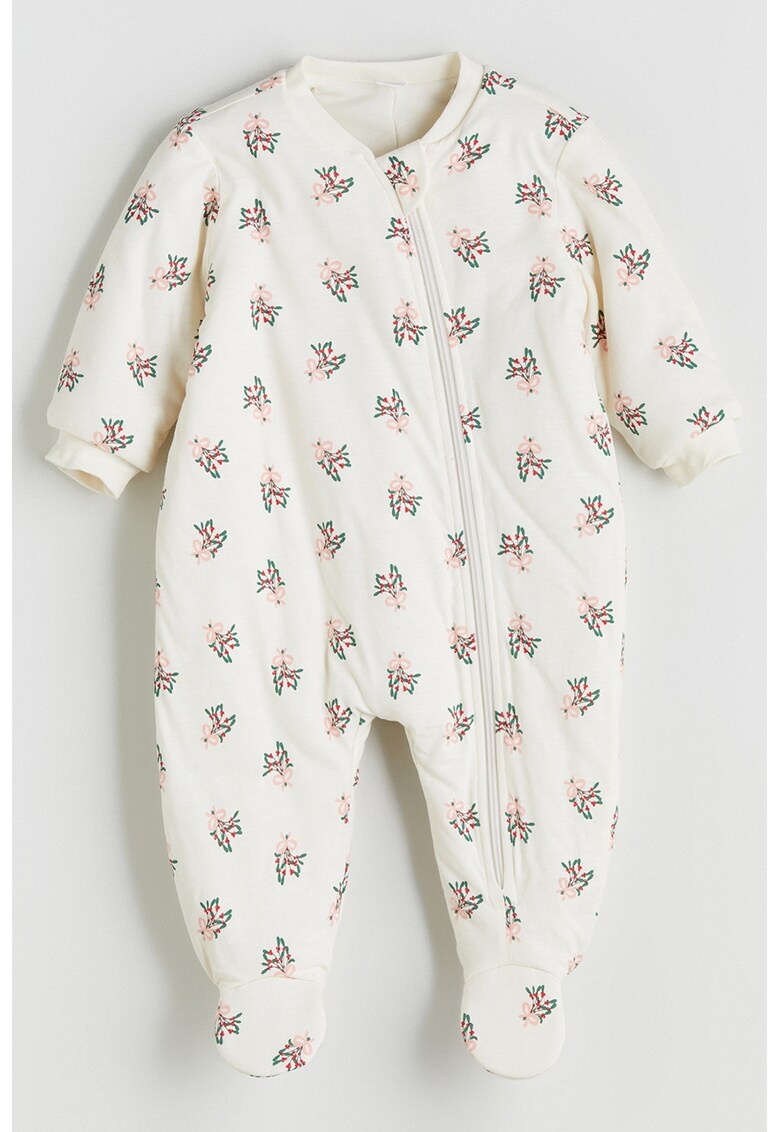 Salopeta cu fermoar si model - Alb