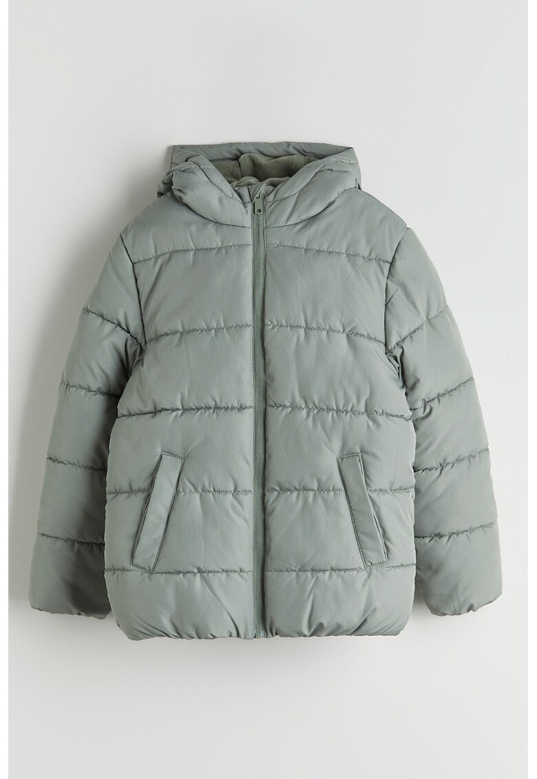 Geaca matlasata cu gluga - Verde pal