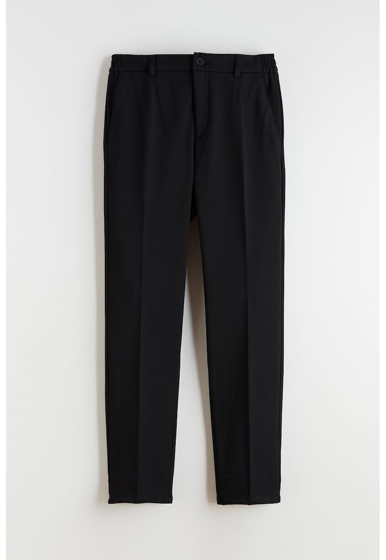 Pantaloni regular fit cu talie medie - Negru