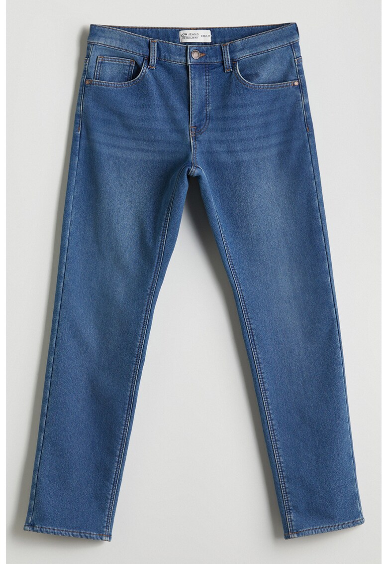 Blugi slim fit cu captuseala din fleece - Albastru inchis