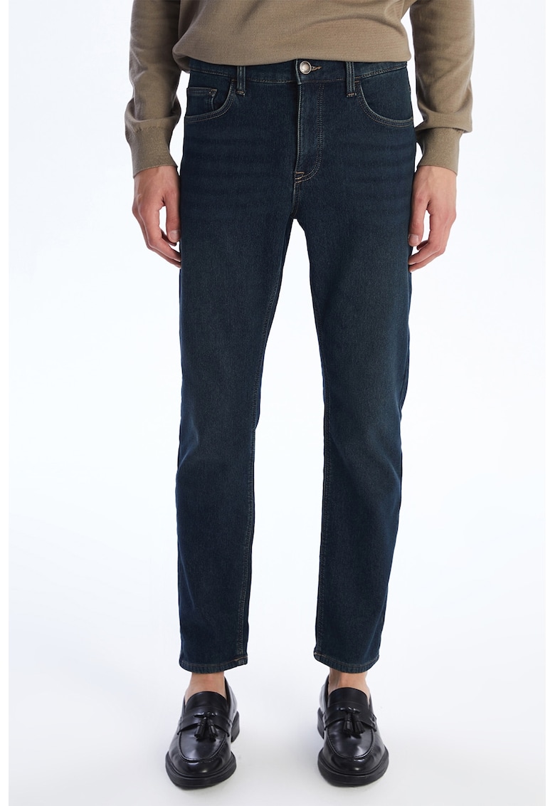 Blugi slim fit cu captuseala din fleece - Albastru prafuit