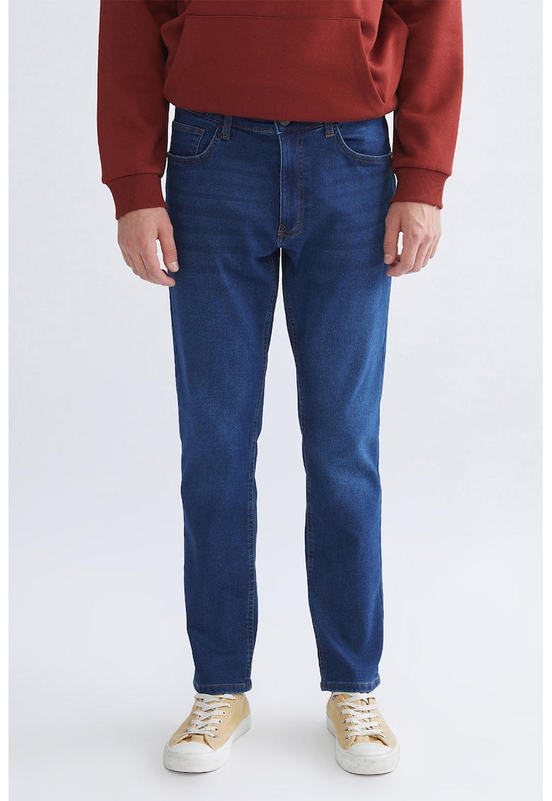 Blugi slim fit uni - Albastru royal