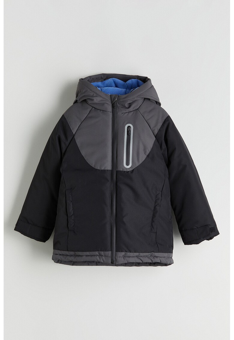 Geaca cu vatelina si gluga - Gri antracit/Gri inchis