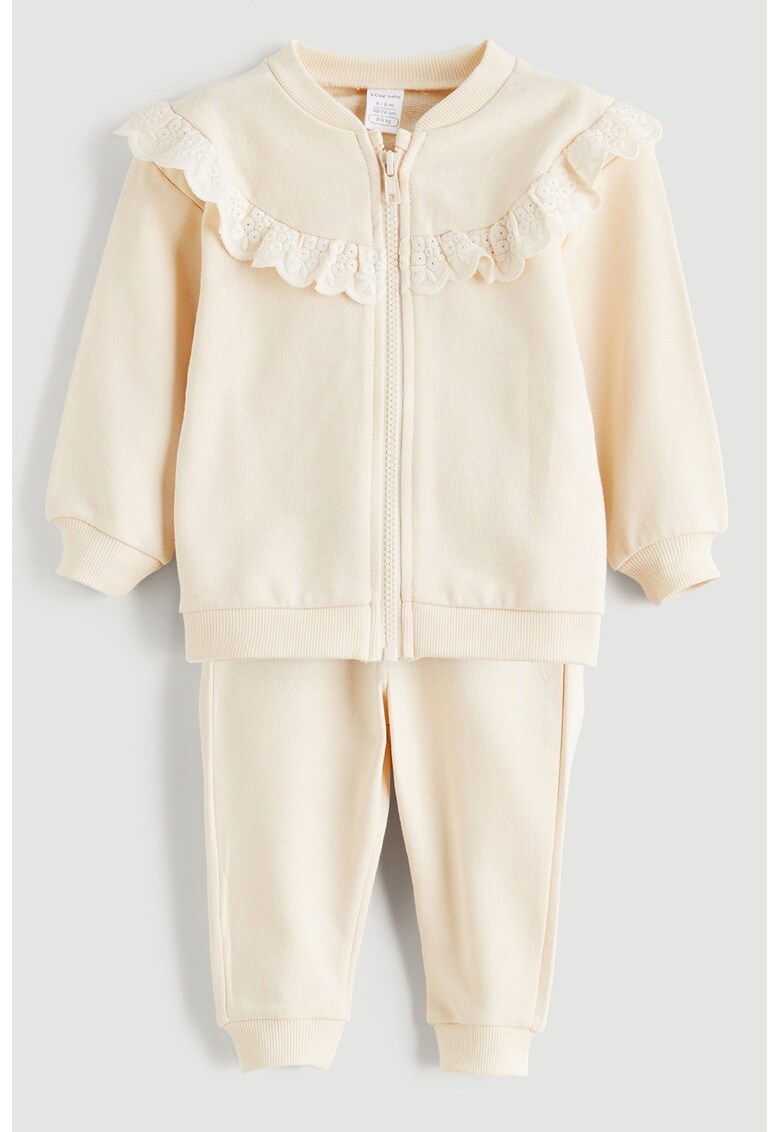 Set de pantaloni si bluza de trening cu fermoar - 2 piese - Bej