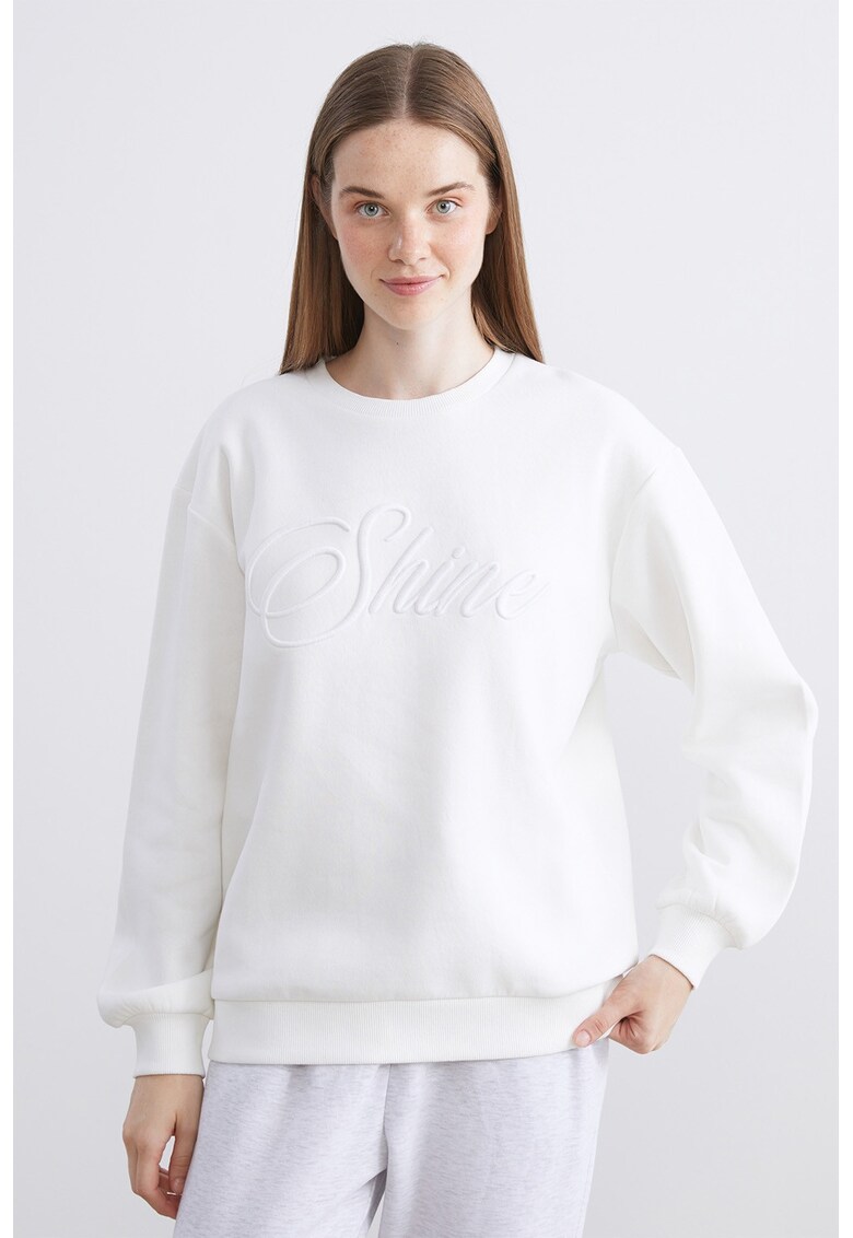 Bluza lejera de trening cu decolteu la baza gatului - Alb