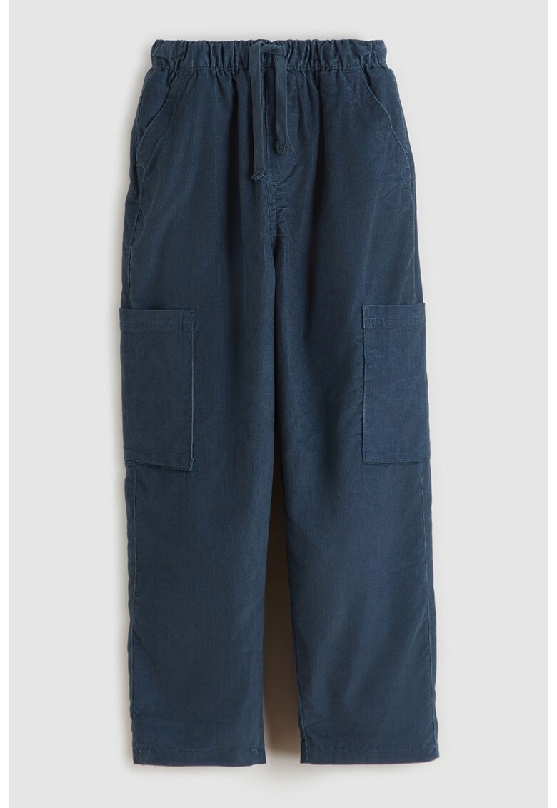 Pantaloni cu croiala ampla si talie elastica - Bleumarin