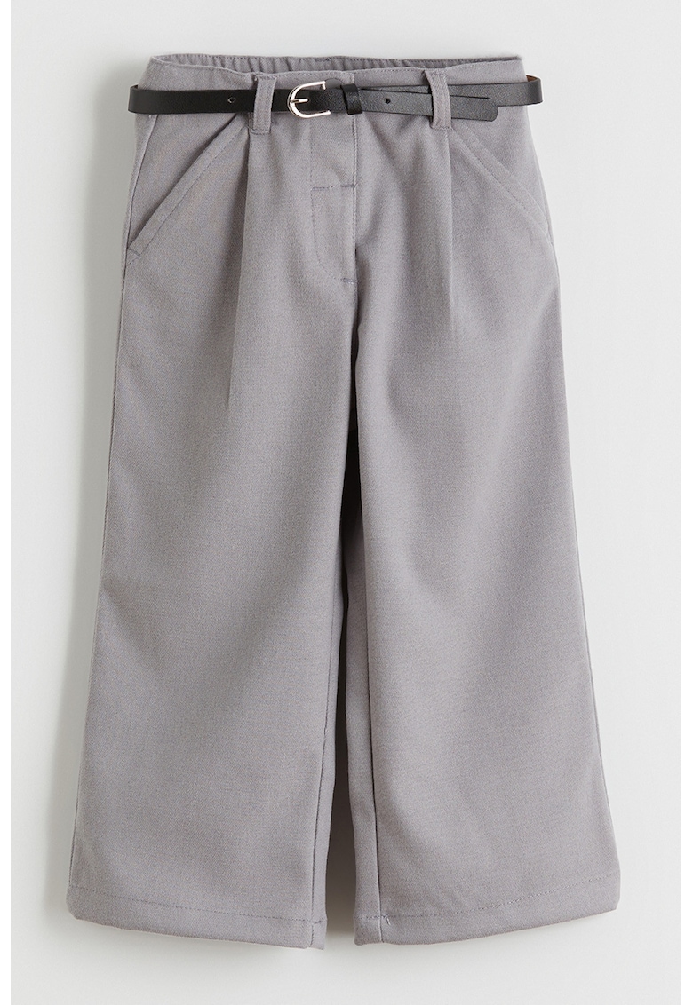 Pantaloni cu croiala ampla si talie ajustabila - Gri