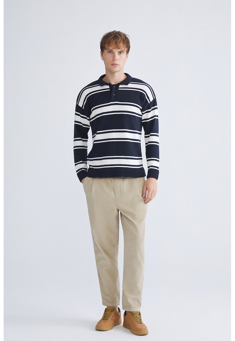 Pantaloni slim fit cu aspect de catifea - Bej inchis