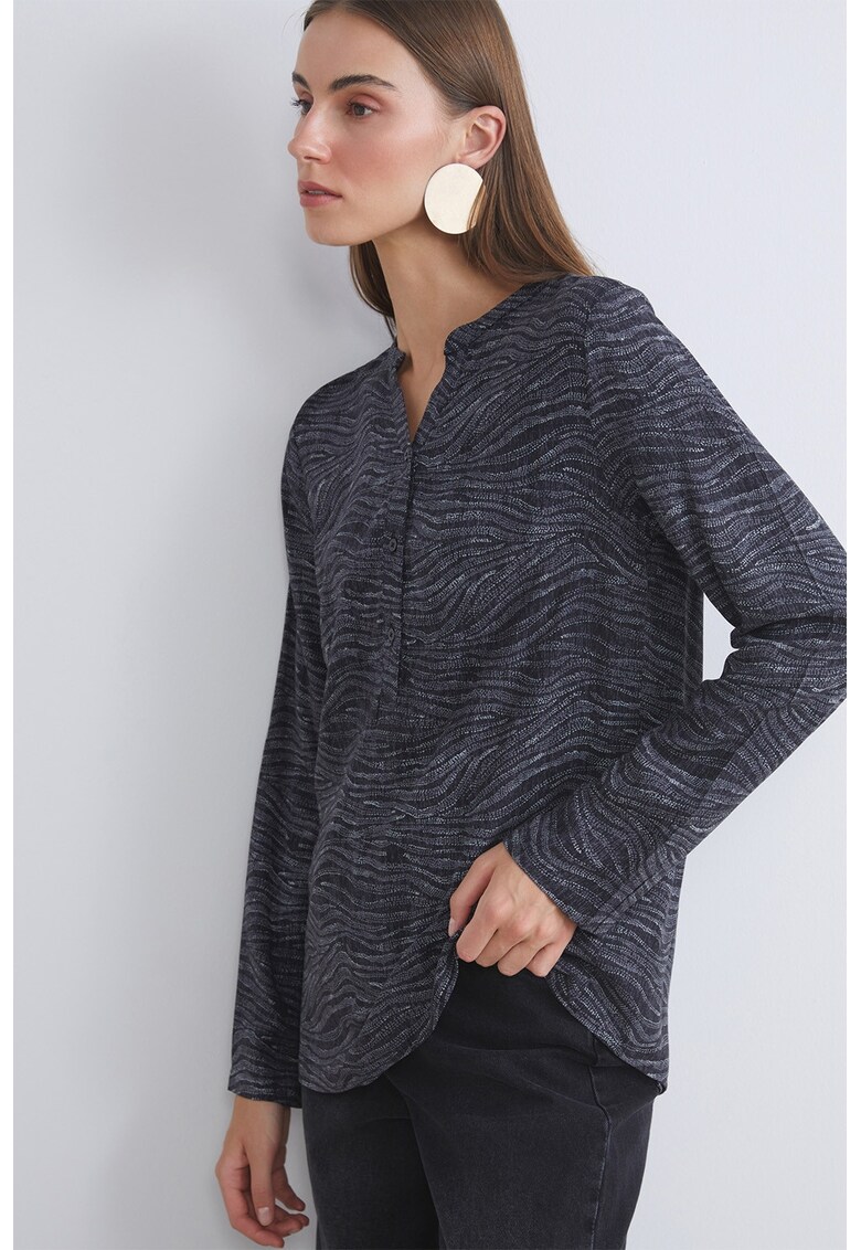 Bluza tunica cu imprimeu zebra - Gri/Gri inchis