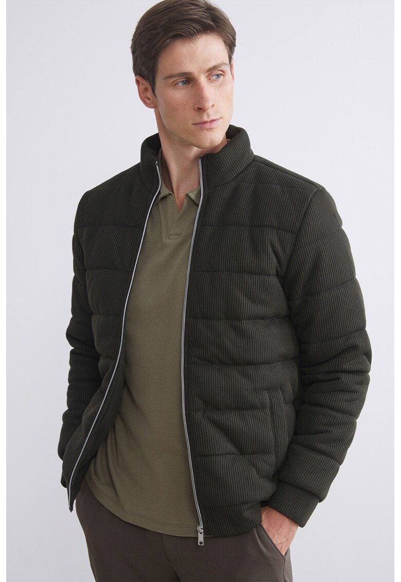 Geaca slim-fit cu vatelina - Gri inchis