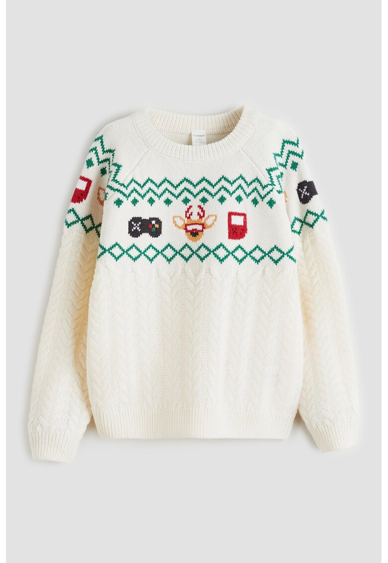 Pulover cu tematica de Craciun - Verde/Alb fildes