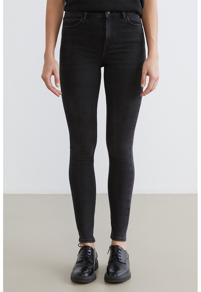 Blugi skinny cu talie inalta Jupiter - Gri antracit