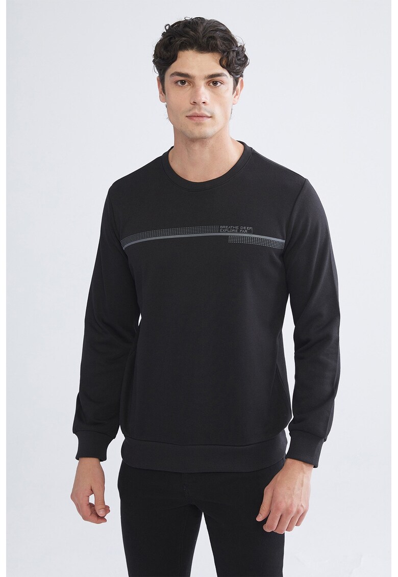 Bluza de trening cu decolteu rotund si imprimeu - Gri/Gri antracit