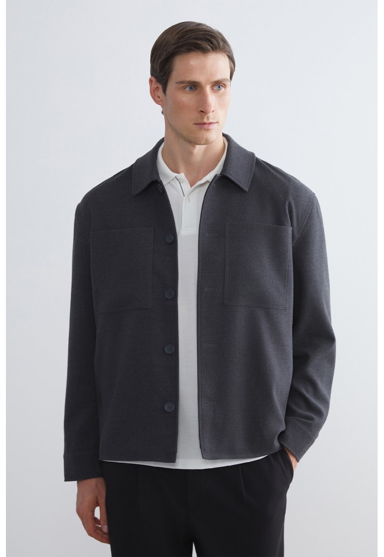 Jacheta-camasa cu guler clasic - Gri inchis
