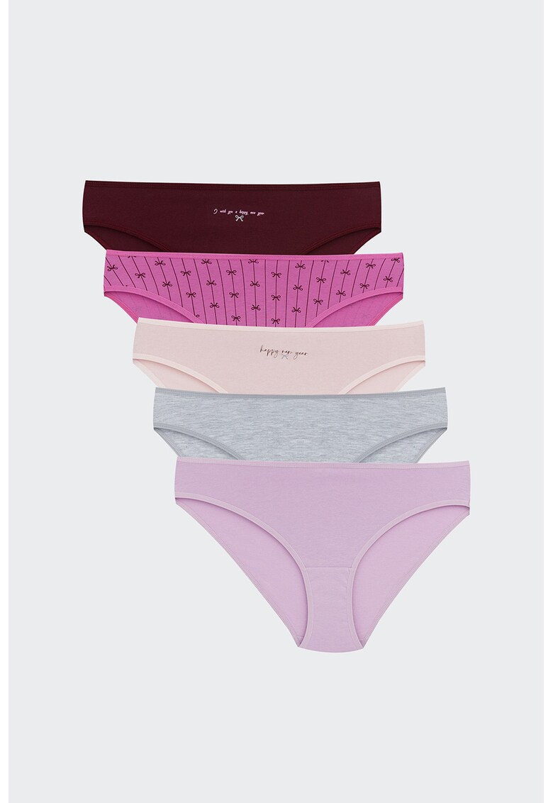 Set de chiloti - 5 perechi - Lila/Roz