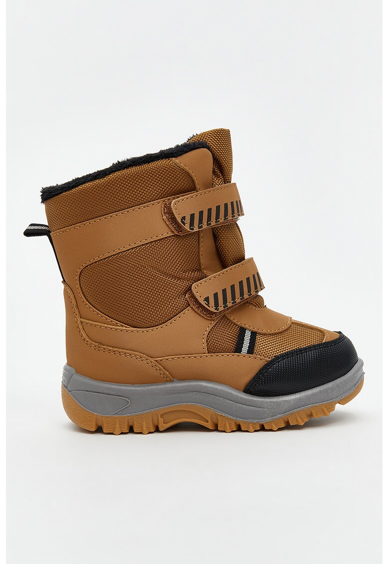 Ghete de piele ecologica cu insertii de plasa - Caramel/Negru