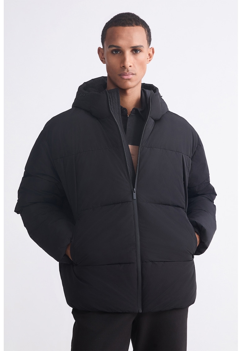 Geaca matlasata cu fermoar - Negru