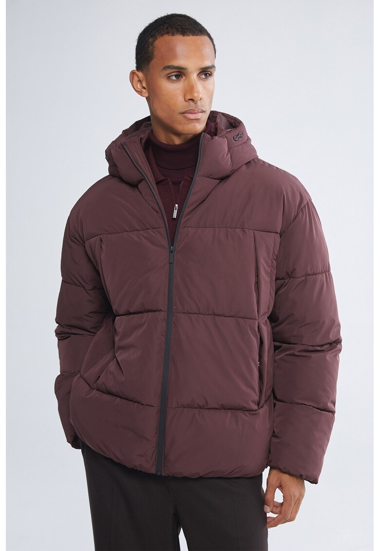 Geaca matlasata cu fermoar - Visiniu