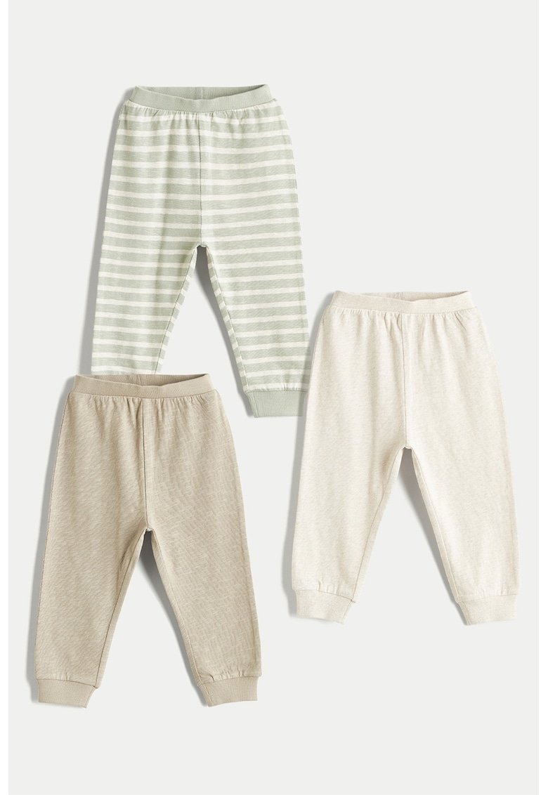 Set de pantaloni cu talie elastica - Gri cenusiu/Maro deschis/Bej deschis